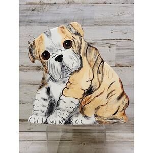 Dogs By Nina Vase 7.5" Ceramic Beige Brown English Bulldog